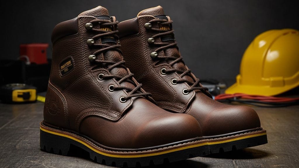 Par de botas de seguridad dieléctrica modelo Phantom Piel, mostrando su diseño de borceguí y suela resistente.