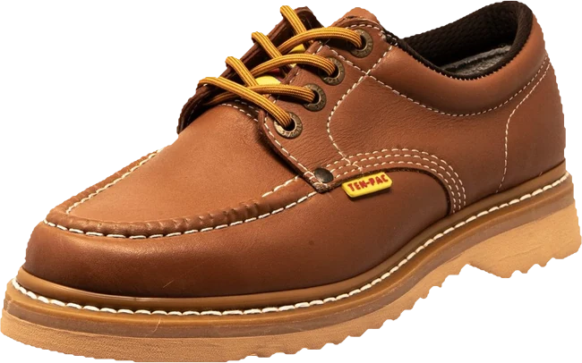 Zapato industrial Golden-Tan de Ten-Pac, corte bajo en piel café
