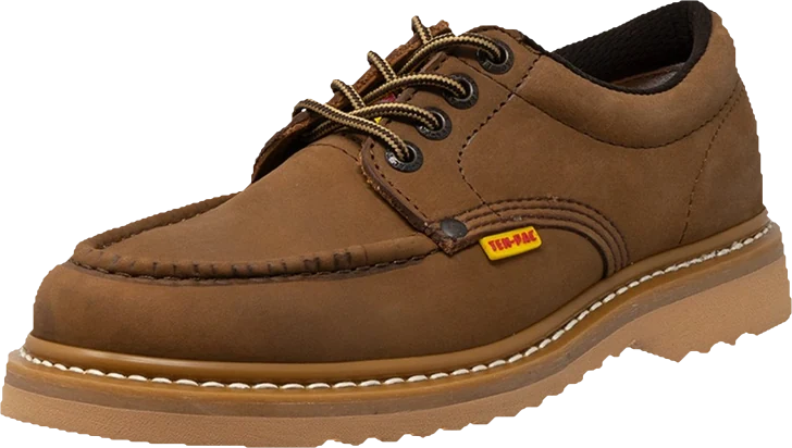 Zapato industrial Nobuk café de Ten-Pac, corte bajo en piel nobuk